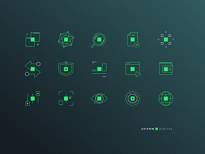 Branded 🟩 Icon Set blockchain branding crypto fintech icons identity sum ufarm