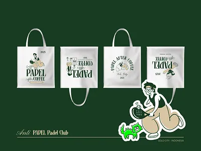 Illustration for Padel Club branding cartoon coffee design graphic design illustration lettering logo modern padel roastery simple tote bag ui ux vector