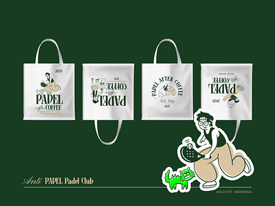 Illustration for Padel Club branding cartoon coffee design graphic design illustration lettering logo modern padel roastery simple tote bag ui ux vector