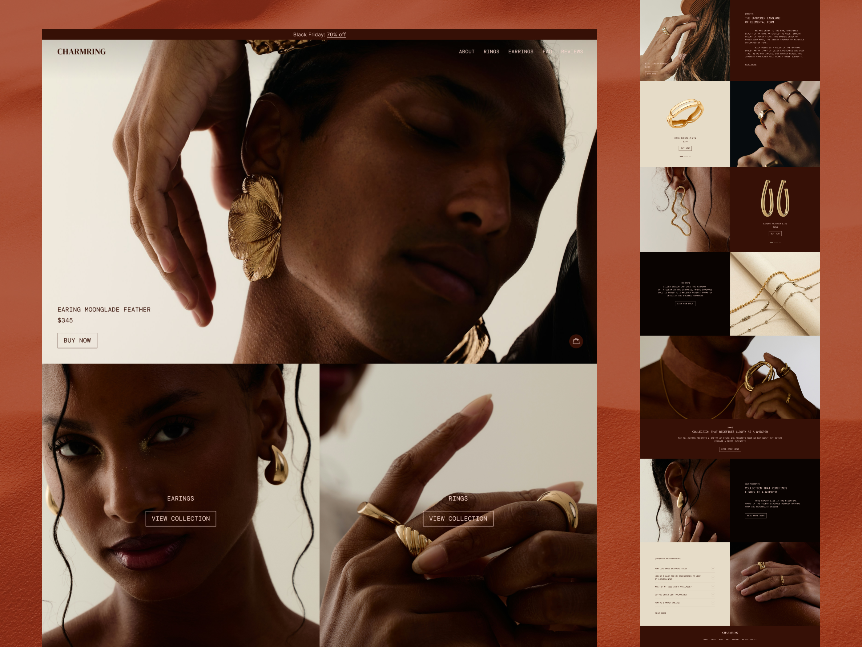 Landing Page Design for a Luxury Jewelry Store, e-commerce e commerce jewelry jewelry landing page jewelry store landing page luxary luxury minimalism product design product page shop shopify store ui ui inspiration ux design web design
