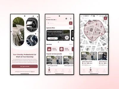 New Car Wash App UI Concept android app app design branding design designer figma illustration logo mobile ui uiux ux web