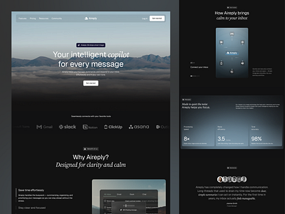 Aireply - AI inbox assistant ai ai co pilot design landing page tools management ui uidesign uiux uxdesign web design website