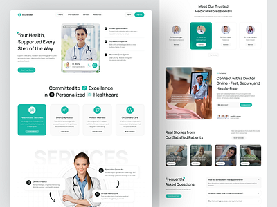 Modern Healthcare Landing Page Design app ui branding graphic design healtcare health care healthcare landing page healthcare ui healthcare web design landing page trend ui ui design uiux ux website design