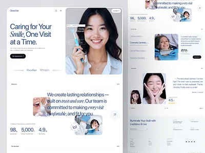 GlowDént - Landing Page Animation animation dental dental care dental clinic dental health dentist dentist web design dentist website dentistry health care home page homepage landing page landingpage motion graphics smilemakeover ui web web design website