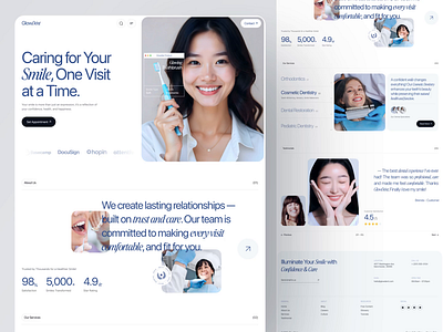 GlowDént - Landing Page Animation animation dental dental care dental clinic dental health dentist dentist web design dentist website dentistry health care home page homepage landing page landingpage motion graphics smilemakeover ui web web design website