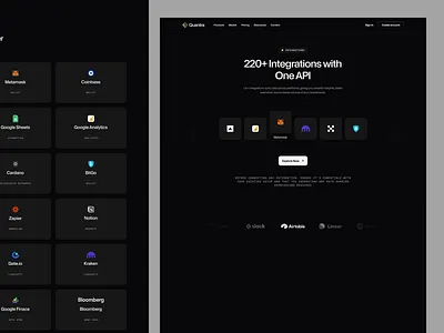 Quatra - Integration Page animation clean design finance financial financial design financial website fintech fintech design fintechdesignapp minimalist modern motion graphics ui uidesign uiux ux uxdesign web design website
