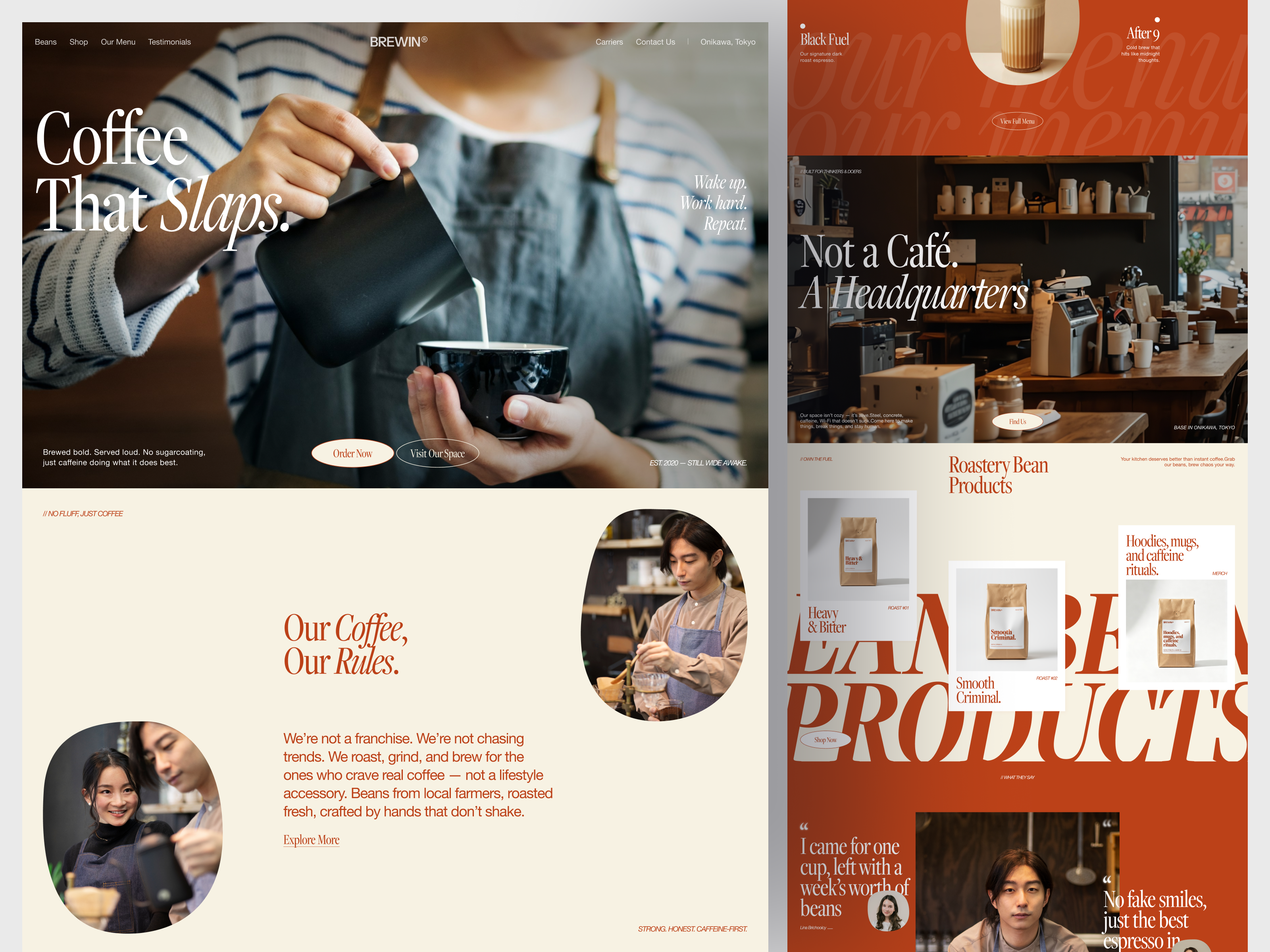 Wake Up in Style – Coffee UI Exploration beans beans roastery coffee coffee shop coffee shop website coffeeshop website design drink fariz food and dring landing landing page landingpage ui web web design
