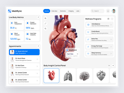 Medical Dashboard clinic dashboard clinical management dashboard design doctor portal health dashboard health metrics hospital monitoring medical analytics medical insights medical reports patient overview patient records ui ui kit ux