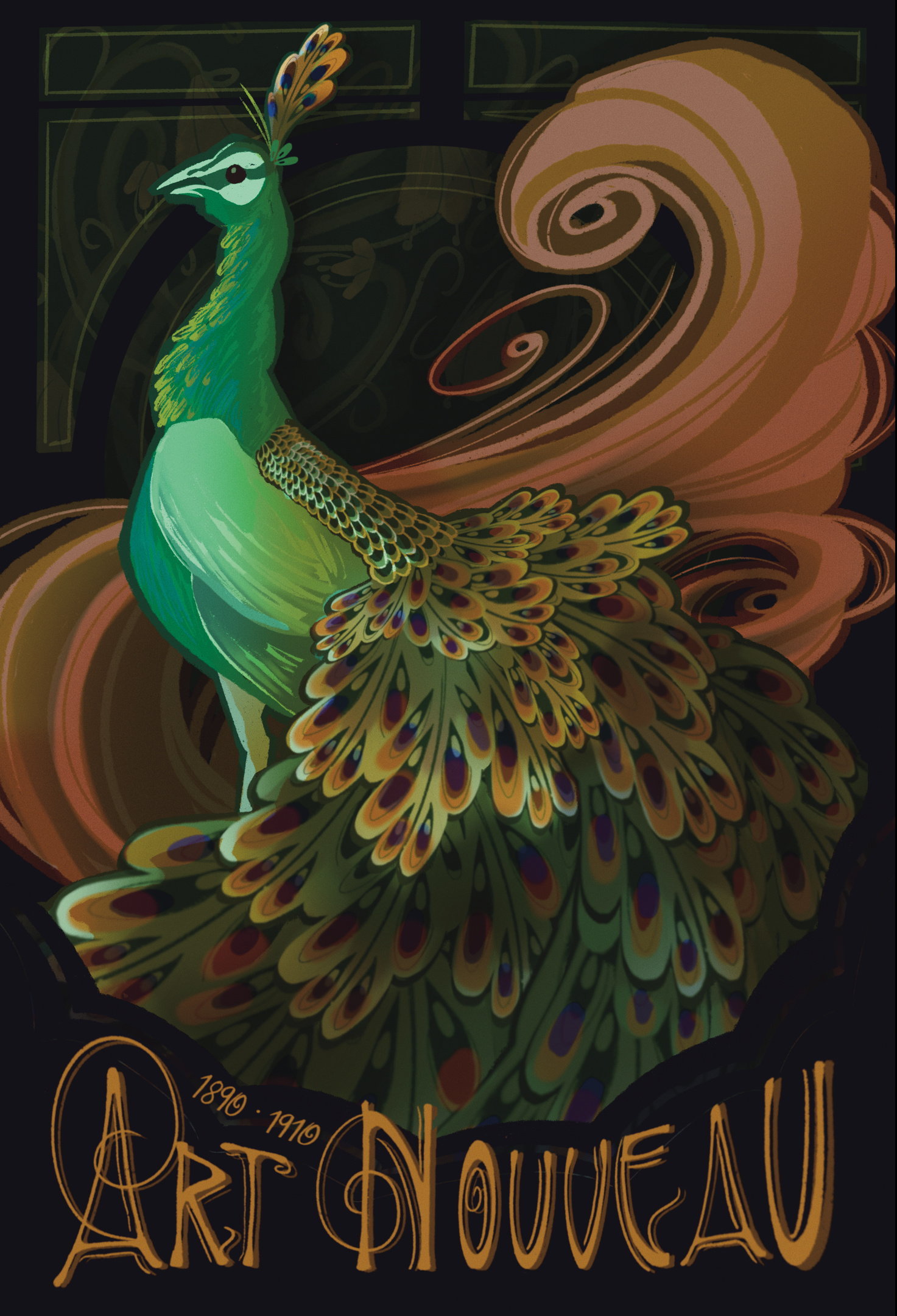 Homage to Art Nouveau art history art nouveau composition design digital painting editorial illustration graphic design historical art illustration posters procreate vintage