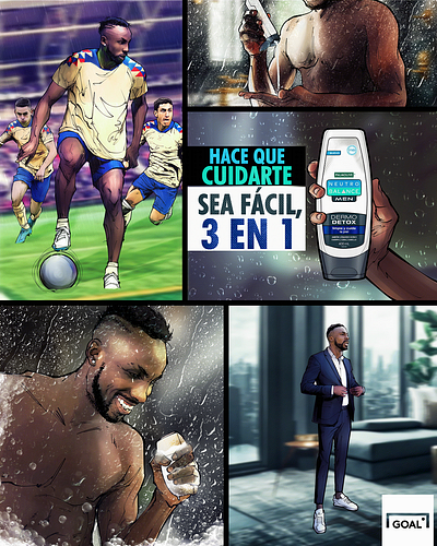 Neutro Balance Men ilustracion advertising aguilas akyanyme clubamerica dibujo digitalart futbol ilustracion ligamx media menskincare mexico neutrobalance noai painting palmolive quiñones showerroutine soccer social