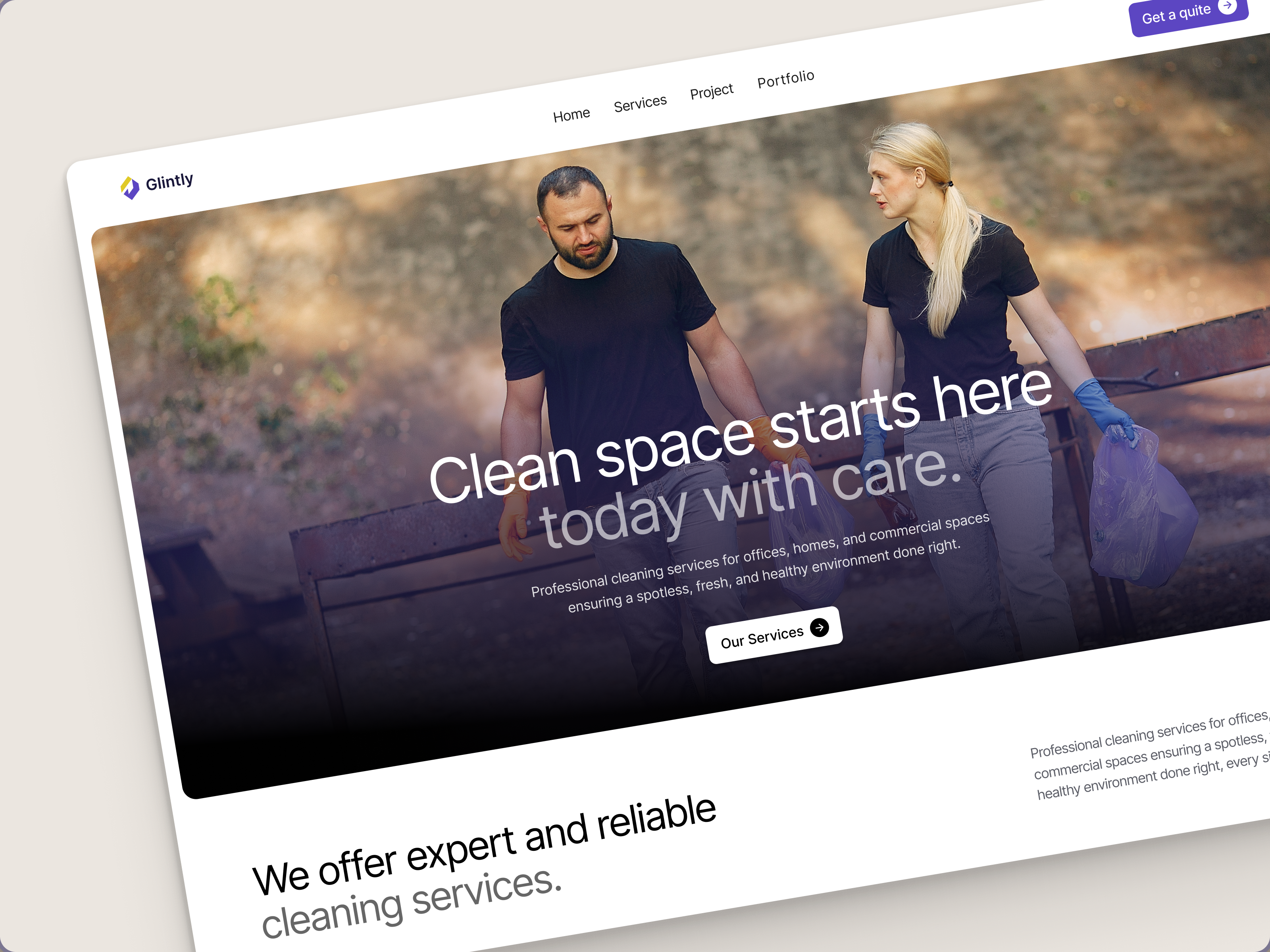 Cleaning Service Website Design booking cleaning website framer home services local business local service brand modern landing page portfolio service trending ui ux web design webflow website design wingly