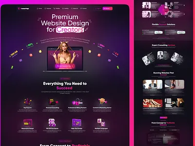 CreatorPage- landing – A Modern Hub for Every Creator content creator creator creator hub creator platform creator profile design concept dribbble landing landing page minimal design portfolio design product design profile design profile page social app social media social platform social redesign ui design web app