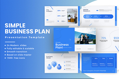 Simple Blue Business Plan Presentation aesthetic branding business charm clean creative deck design google slides layout minimal minimalism modern ppt presentation professional simple slide deck slides template