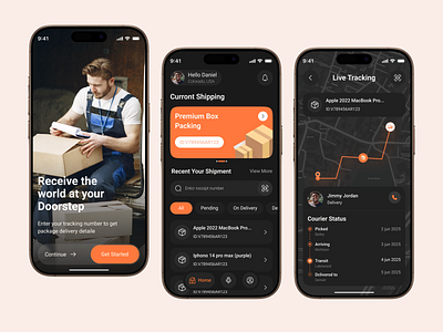 Parcen Delivery Mobile App Design UI/UX cargo courier app courier service app creative design delivery delivery service mobile mobile app mobile app design package package delivery parcel app parcel booking parcel delivery parcel tracking app shipment shipment tracking tracking transport transportation