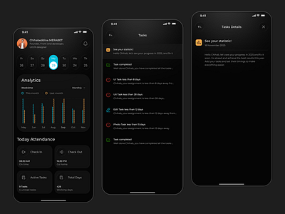 HR Management Mobile App analytics app app attendance app employee tracking hr app hr management mobile mobile dashboard productivity app task manager ux ui workforce management