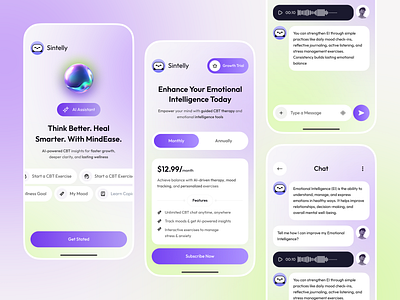 Mental Health Mobile App app design app screen design cbt: therapy app health app health journal healthcare mobile app healthy lifestyle ios app design meditation app mental care mental health mental health app mindfulness mobile app mobile app design self care therapy wellness app