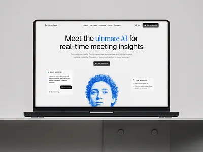 Hazzle AI — Real-Time Meeting Intelligence for Teams ai blue accent clean design halftone landing page meeting assistant modern modern web modular product design saas tech ui ui ux web design website