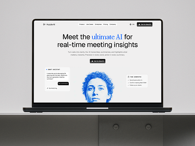 Hazzle AI — Real-Time Meeting Intelligence for Teams ai blue accent clean design halftone landing page meeting assistant modern modern web modular product design saas tech ui ui ux web design website