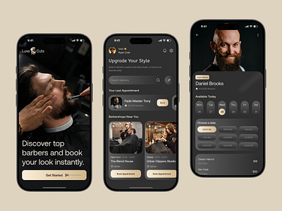 Premium Barber Booking Mobile App app app design barber app barber booking barber booking app barber shop beauty salon design booking app booking platform grooming ap haircut mobile mobile app mobile app design mobile ui salon booking app salons services ui