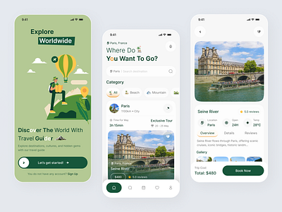 Travel Guide App – Tour Booking UI app concept booking app clean ui destination app exploration app figma design inspiration minimal ui mobile mobile app design tour booking tourism app travel app travel app design travel guide trip planner ui design