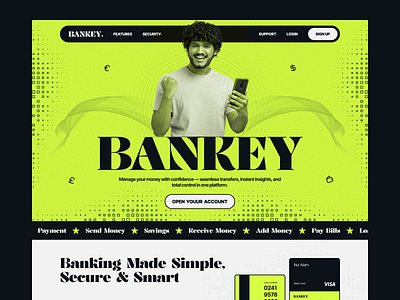 Digital Banking Landing Page bank banking crypto dark design finance financial hero inspiration landing page minimal money startup token ui ux wallet web design web3 webdesign website