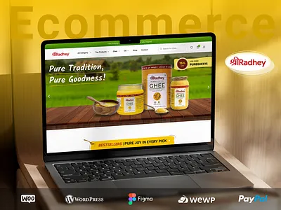 ShriRadhey – Ghee & Traditional Food Products Ecommerce ecommerce design food product website traditional brand ui woocommerce design wordpress theme retry