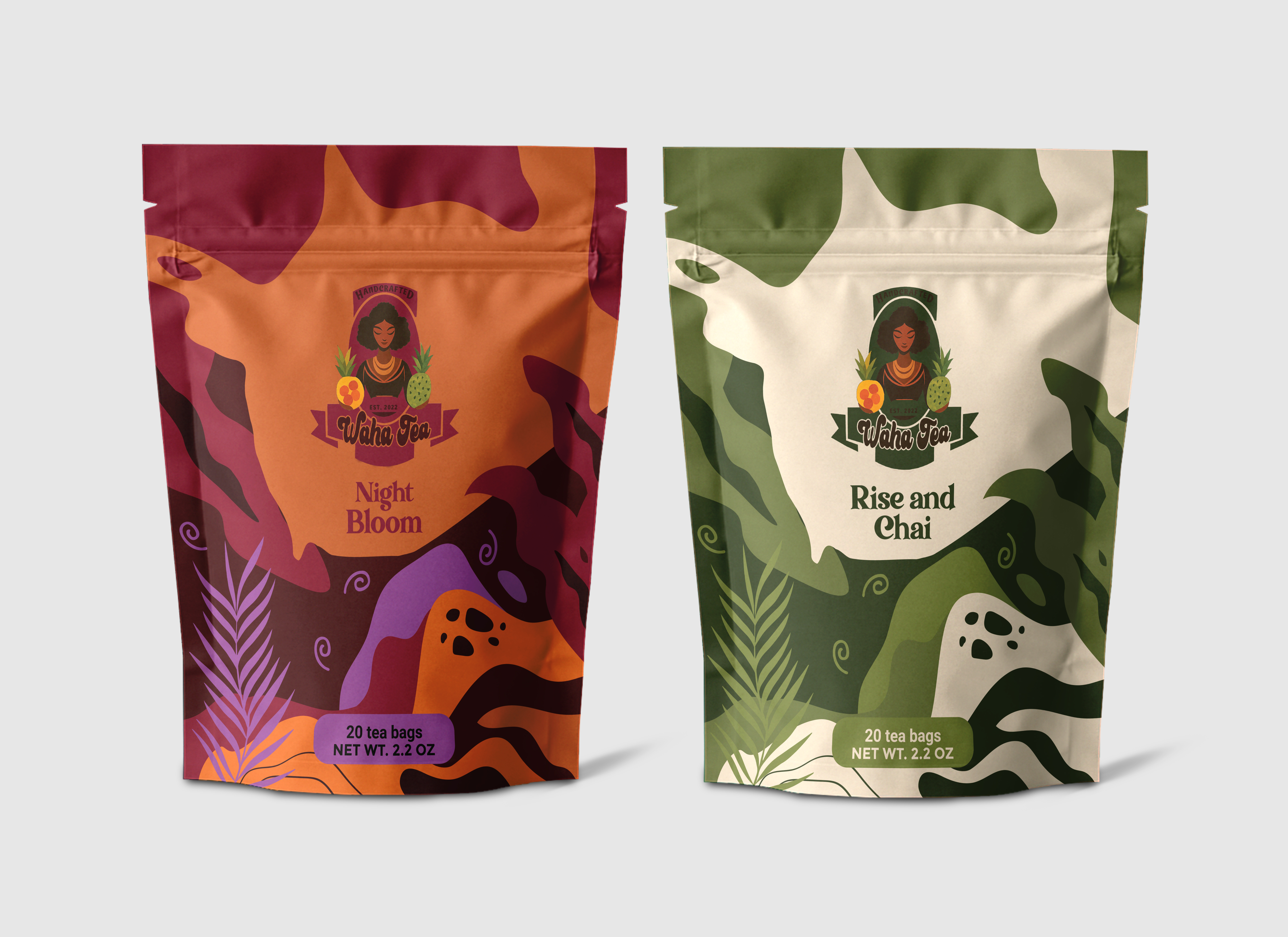 Tea Pouch Packaging Design bedtime tea beverage branding calming chamomile graphic design herbal tea illustration label design lavender leaf mockup nature organic packaging pouch design product design tea tea packaging wellness