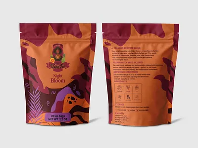 Tea Pouch Packaging Design bedtime tea beverage branding calming chamomile graphic design herbal tea illustration label design lavender leaf mockup nature organic packaging pouch design product design tea tea packaging wellness