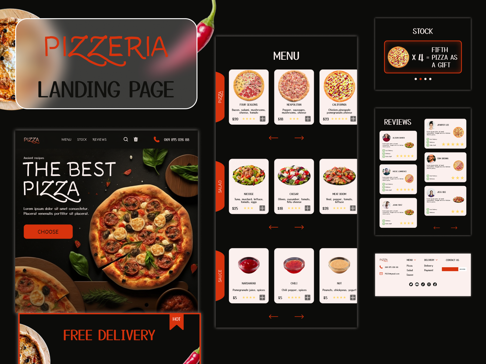 Example of Pizzeria. Landing page