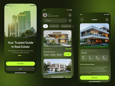 Real Estate Mobile App card cards clean fireart home screen ios mobile mobile app mobileapp real estate real estate app real estate design rent ui ui design user interface