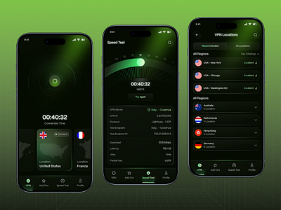 VPN Mobile App - Design app animation app design best app design data privacy data security home screen mobile mobile app mobile design mobile ui mobile ui design network privacy proxy security ui design uiux vpn app vpn connection vpn mobile app