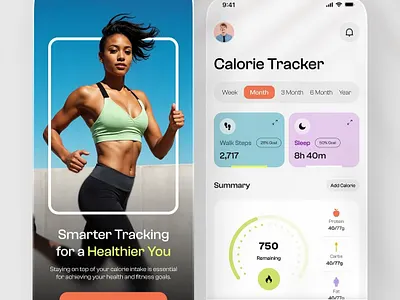FitTrack – Calorie Tracker App UI UX app appdesign branding calorie design graphic design illustration logo mobile mobileapp sport tracker ui vector
