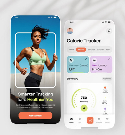 FitTrack – Calorie Tracker App UI UX app appdesign branding calorie design graphic design illustration logo mobile mobileapp sport tracker ui vector