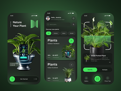 AI Smart Plant Care Mobile App ai app ai app design aiappdesign cleandesign garden gardening app green greenliving ios app design mobile app mobileappdesign modernui natureapp plant plant app design plant nersury plantassistant plantcareapp scan smartgardening