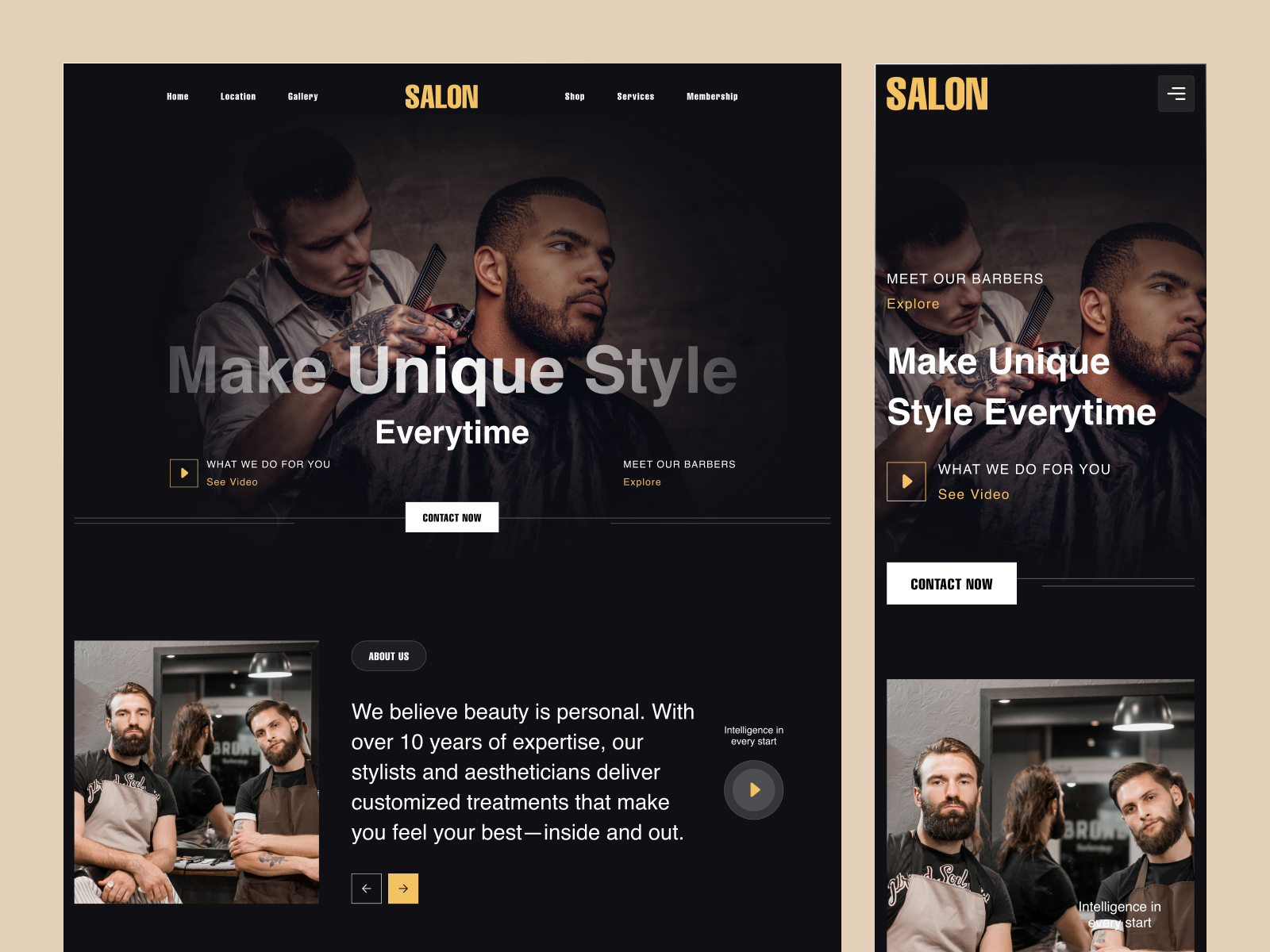 Barber Shop Website Landing Page UI/UX Design. bar barber shop barbershop landing page barbershop website dark theme ui figma design landing page landing page ui uiux uiux design ux website design