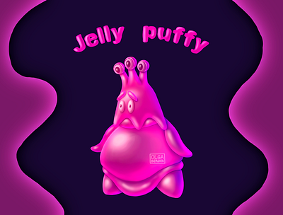 Jelly puffy art character cute design digital art funny game art gamedev illustration jelly photoshop pink