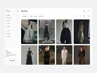 Search clips app design product ui ux web app