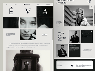 ÉVARISTON — Professional Model Portfolio Landing Page animation design clean ui concept creative landing page creative portfolio editorial design minimalist portfolio model landing page model portfolio modern landing page motion design personal branding website personal portfolio portfolio web design responsive landing page uiux design uiux inspiration user experience user interface