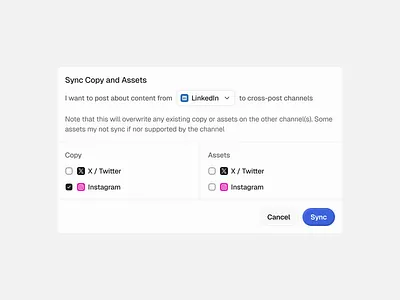 Sync copy and assets app design product ui ux web app