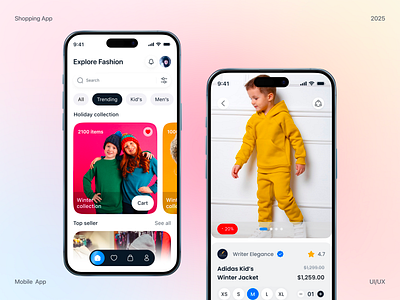 Kids Fashion Store App – UI/UX Concept app design clean ui ecommerce app ecommerce ui fashion app fashion store app fashion ui figma design kids clothing app kids fashion kids store ui minimal app design mobile app design modern ui product page ui shopping app shopping ui ui design ui ux ux design