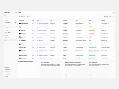 Leads table app design product ui ux web app