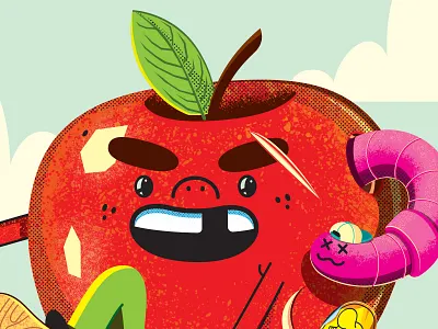 Bad Boy Club apple fruit illustration illustrator the creative pain vector worm