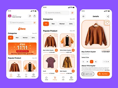 E-Commerce App UI Concept-Daraz daraz figma design figmadesign mobileappdesign uiux
