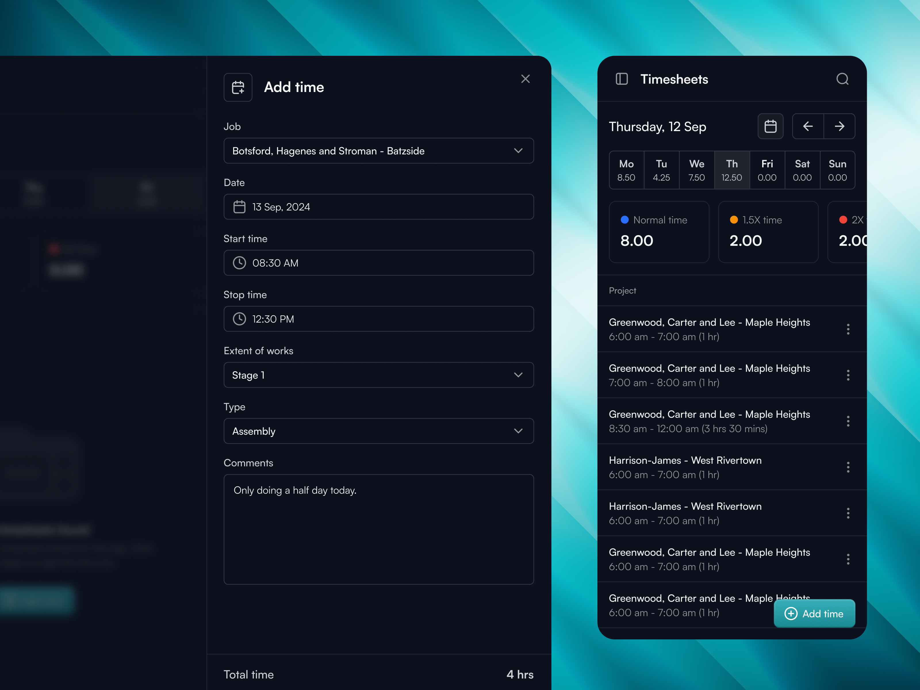 Timesheets UI/UX Nexvia by Tom Egan on Dribbble