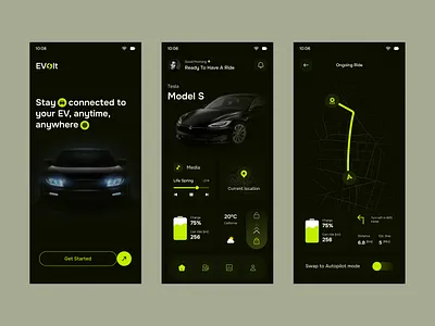EVOLT - EV Mobile App Design adnroid app auto autometive car car charging app car mobile charging app charging app design electric car electric car app electric vehicles ev ev charging ev solution ios mobile mobile app design ride tracking app vehicle