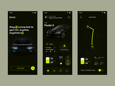 EVOLT - EV Mobile App Design adnroid app auto autometive car car charging app car mobile charging app charging app design electric car electric car app electric vehicles ev ev charging ev solution ios mobile mobile app design ride tracking app vehicle