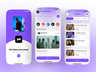 All Videos Download Mobile App all video all video downloader app design app ui download downloader mobile mobile app social media splash screeen ui ux video video downloader video downloader app