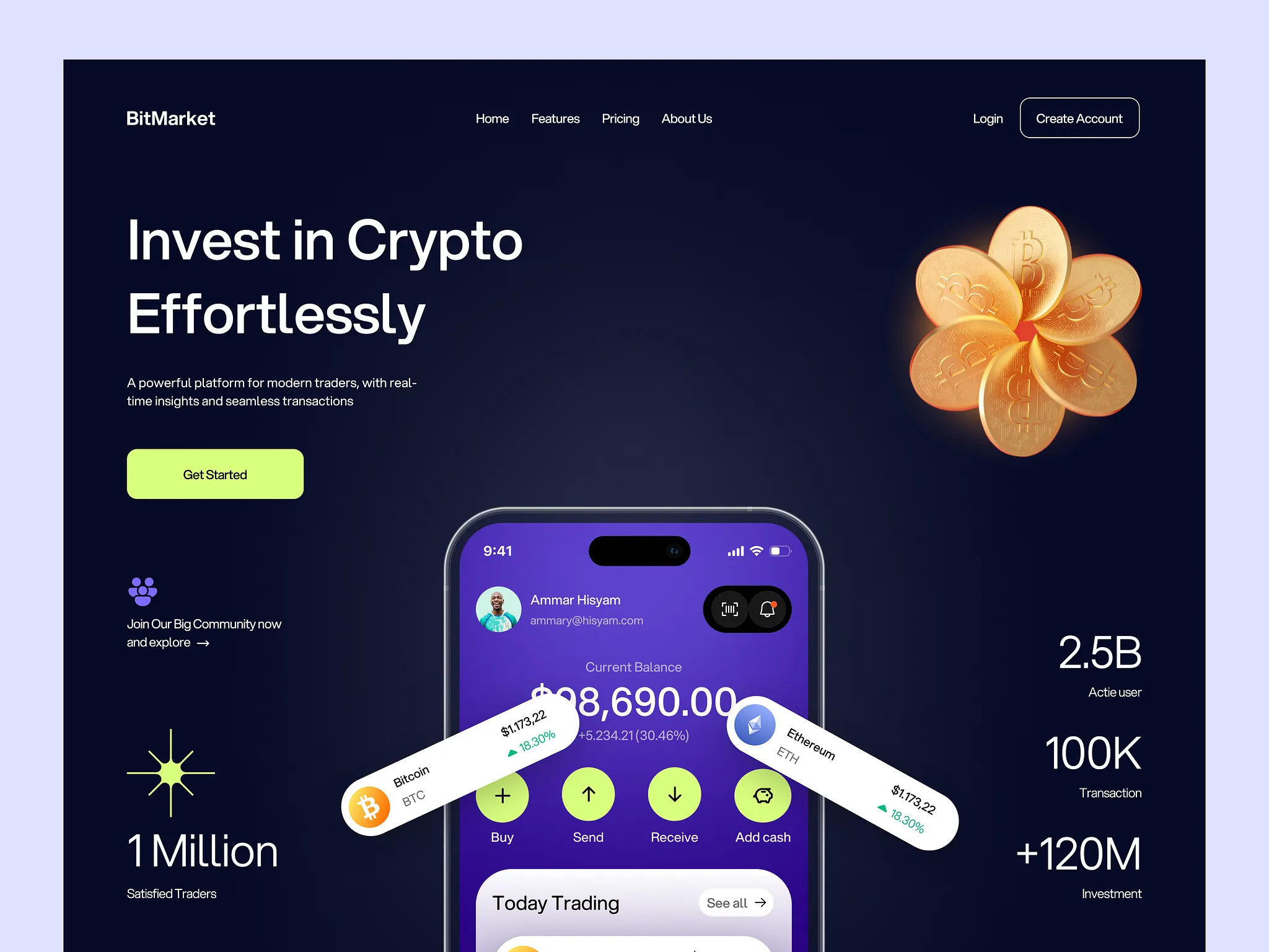Crypto Landing Page Design landing page ui ux