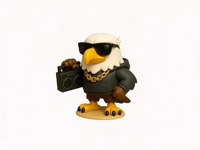 Hip Hop Eagle 3d 3d character animation bald eagle bird cartoon character chill cool eagle hip hop icon mascot sunglasses