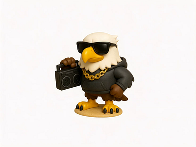 Hip Hop Eagle 3d 3d character animation bald eagle bird cartoon character chill cool eagle hip hop icon mascot sunglasses